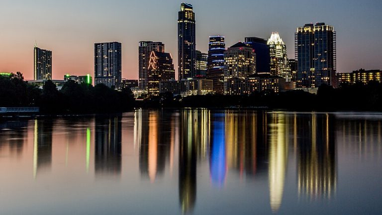 View of Austin, Texas, the state capital and a fast-growing city in Central Texas known for its culture and economy