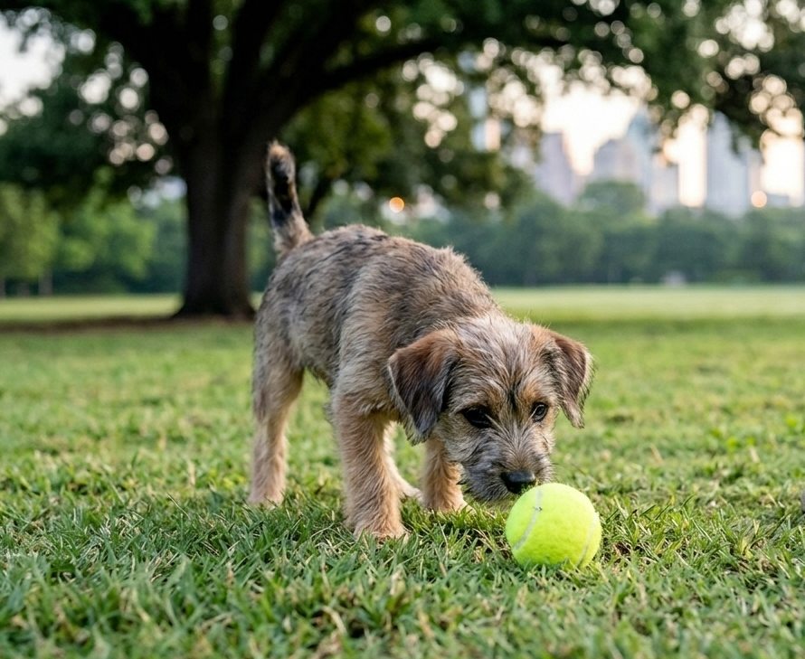 dog playing ball in a park